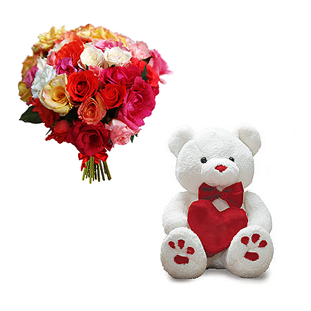 TEDDY BEAR & FLOWERS