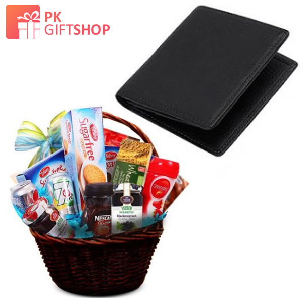 MENS WALLET WITH SUGAR FREE GIFT BASKET