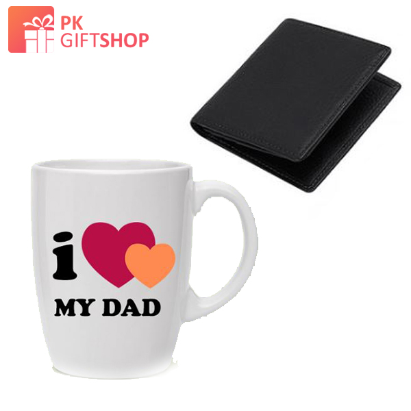 MENS BLACK WALLET WITH LOVE DAD CUP