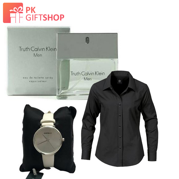 STUNNING BLACK SHIRT, MENS WATCH AND Calvin Klein Truth FOR MEN