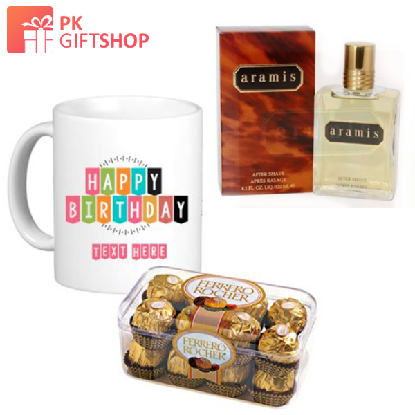 ARAMIS AFTER SHAVE, BIRTHDAY MUG AND FERRERO ROCHER