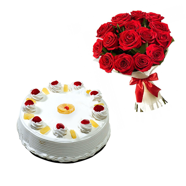 PINE APPLE CAKE WITH FLOWERS