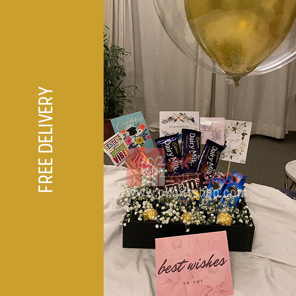 CUSTOMIZED GIFT BOX MIX CHOCOLATE WITH TAG CARDS & BALOON