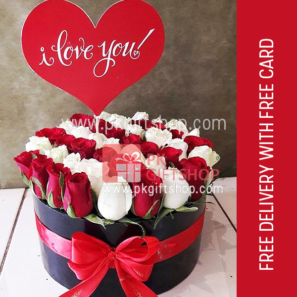 Send IMPORTED RED & WHITE ROSES BOX to Pakistan | Online Gifts delivery ...