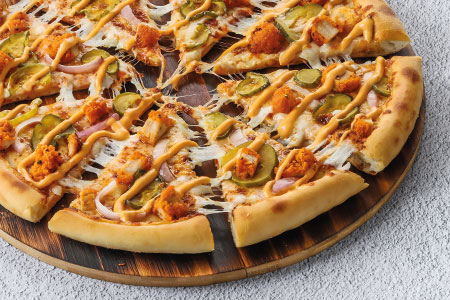 CRISPY CHICKEN BURGER LARGE PIZZA DEAL FROM DOMINO'S