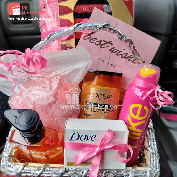 Send CARE LOVE BEAUTY BASKET FOR HER to Pakistan Online