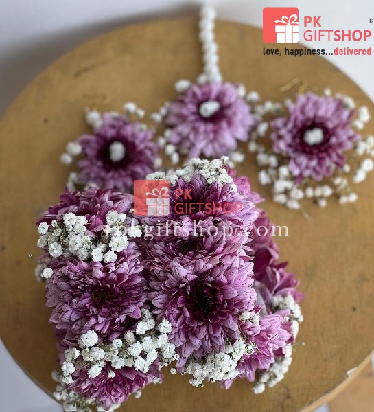 ELEGANT FRESH IMPORTED FLOWERS JEWELRY SET