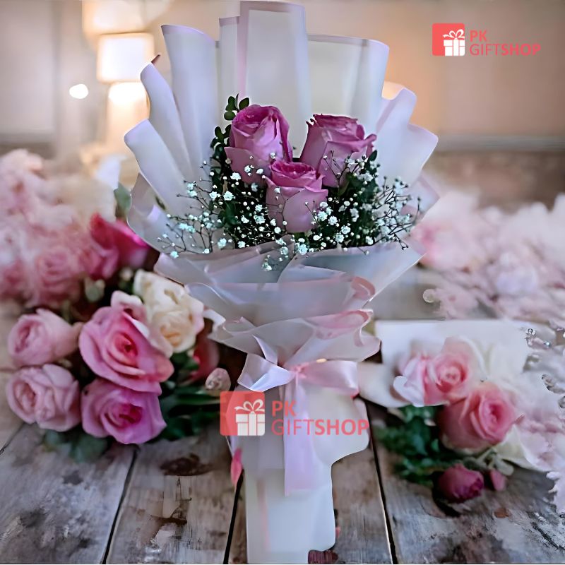 3 PINK ROSES BOUQUET