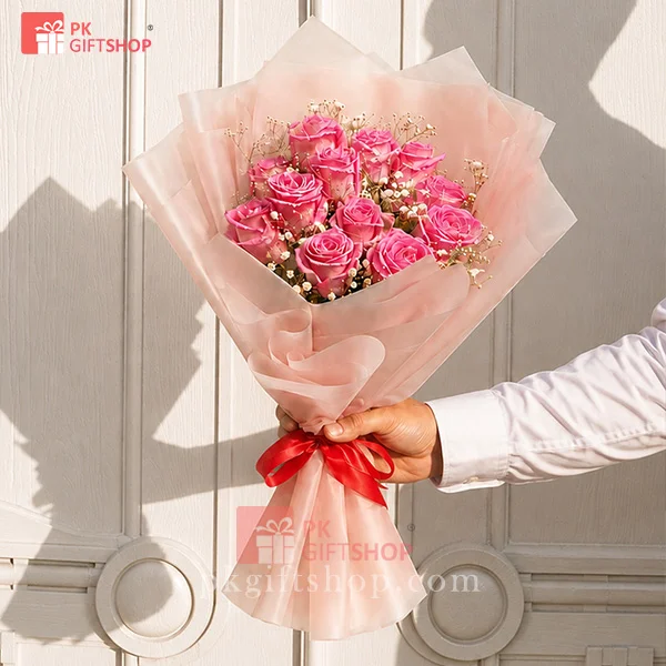 FANCY PINK ROSES BOUQUET