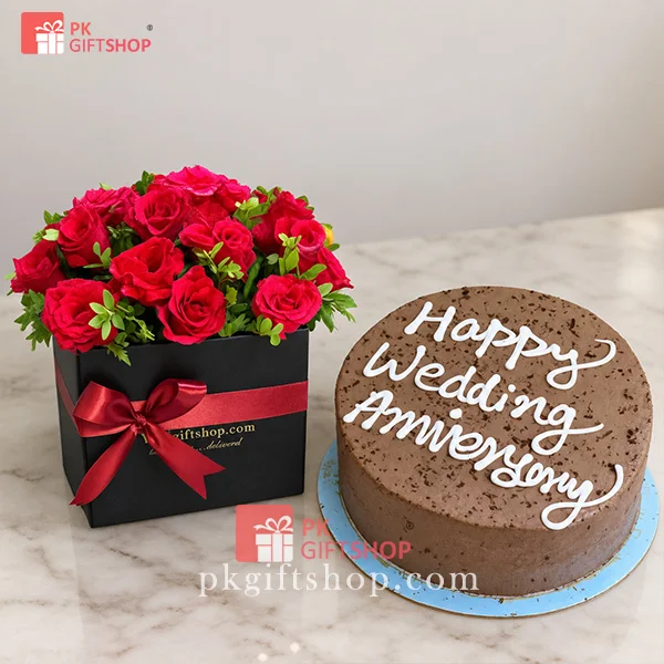 FUDGE CAKE & RED ROSES BOX